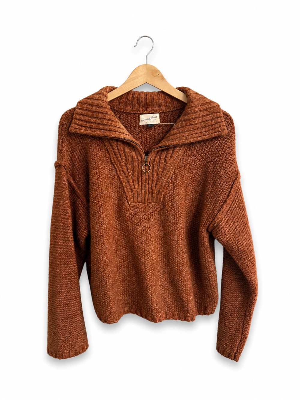 Universal Thread Women’s Rust Chunky Knit Quarter Zip Sweater Size Medium